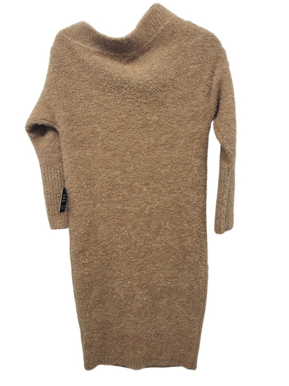 NEW Express Brown Fuzzy Y2K Asymmetrical Bodycon Sweater Dress S Small - Picture 6 of 6